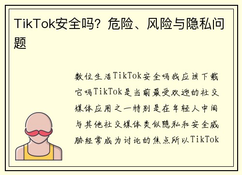 TikTok安全吗？危险、风险与隐私问题